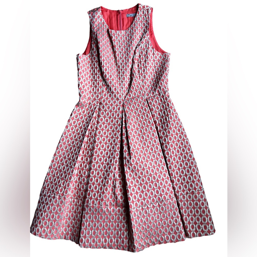 Sleeveless Pink Patterned Fit & Flare Dress